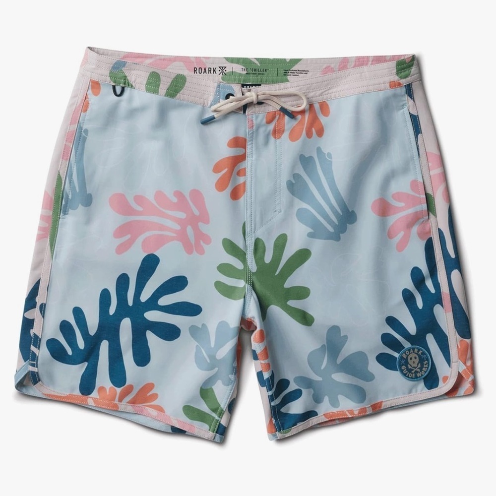 Roark Chiller Men's Swim Trunks Coral Reefer Light Blue Sz 36 Beach Surfing Pool